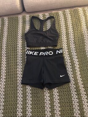 Nike High waisted black  Pro Racerback Sports  & Hanes Sport Bra. Sold as bundle